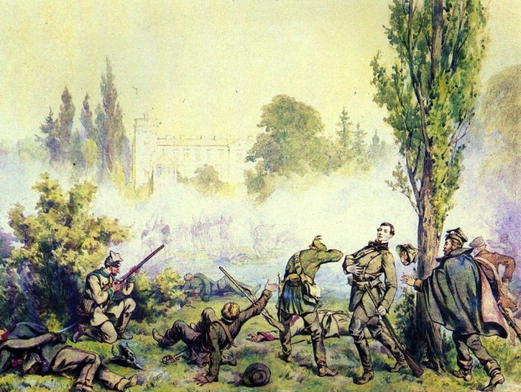 Peinture représentant des combattants perdant leur combat.